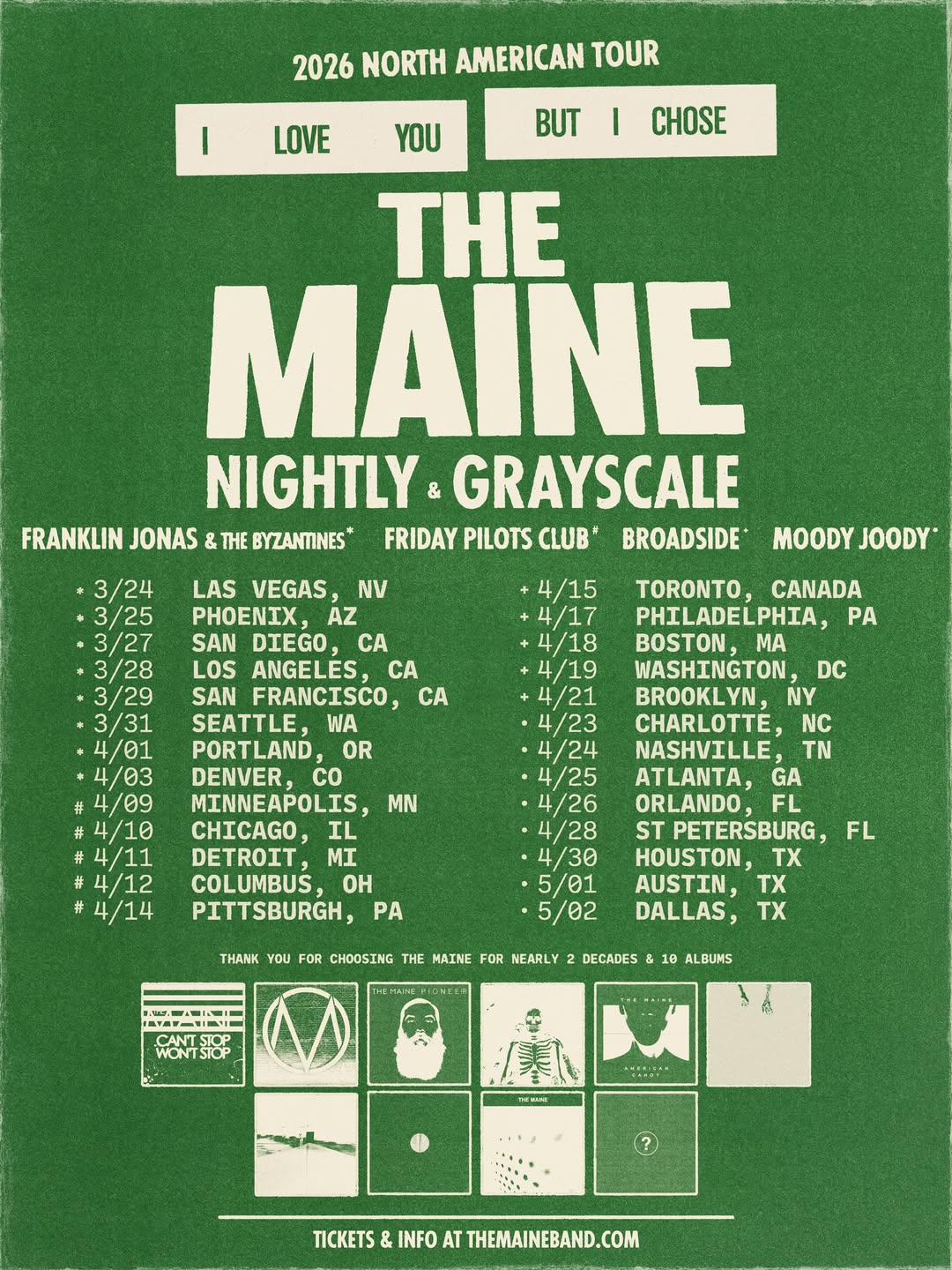 The Maine I Love You But I Chose The Maine Tour Poster 2026